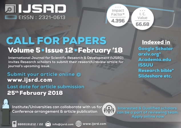 Submit Paper online | IJSRD journal | February 2k18 Vol. 5 Issue 12 | Open Access peer reviewed | International Online journal | Science Student Engineering